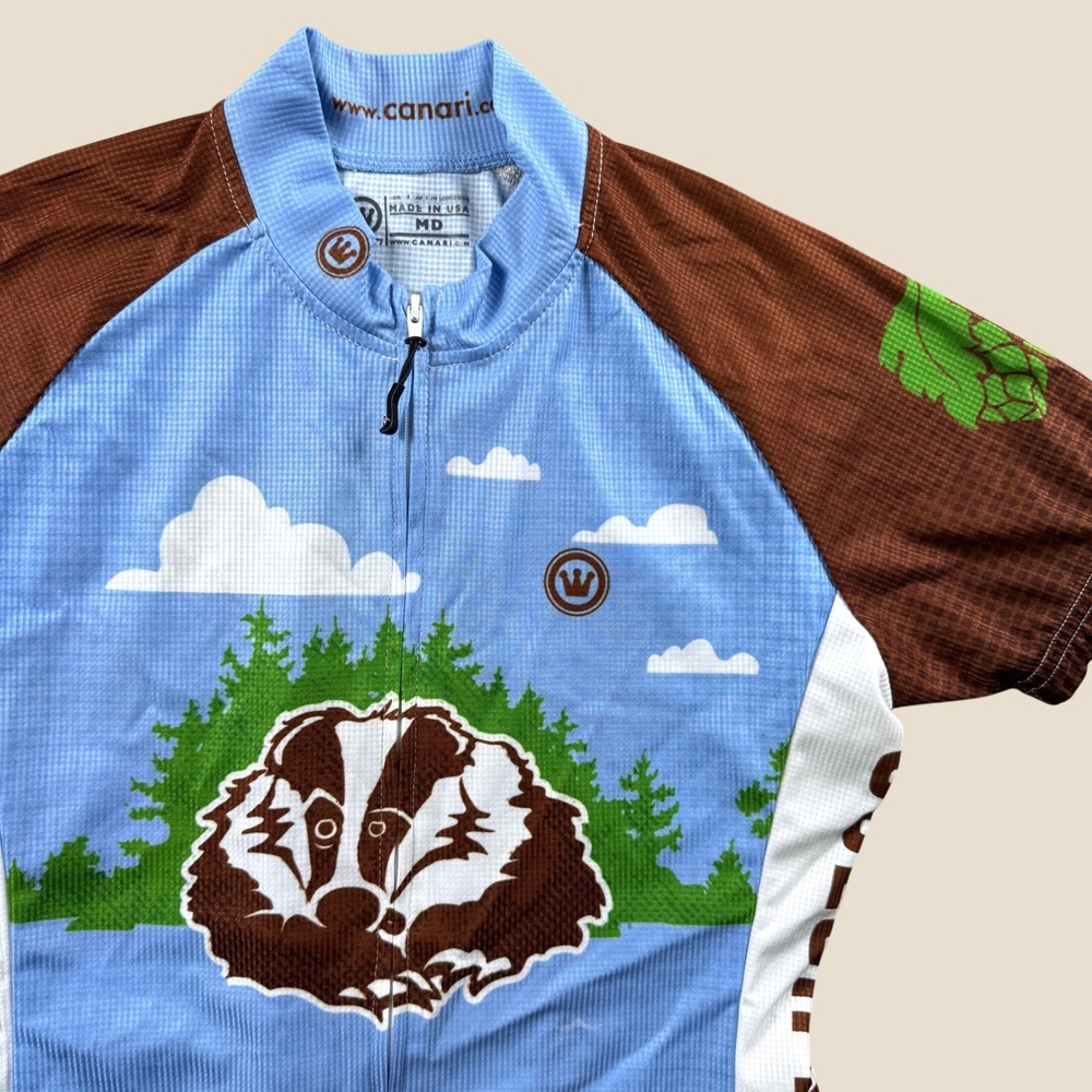Canari Cycling Jersey Women Md Blue Daft Badger Brewing Idaho Coeur D'alene Bike
